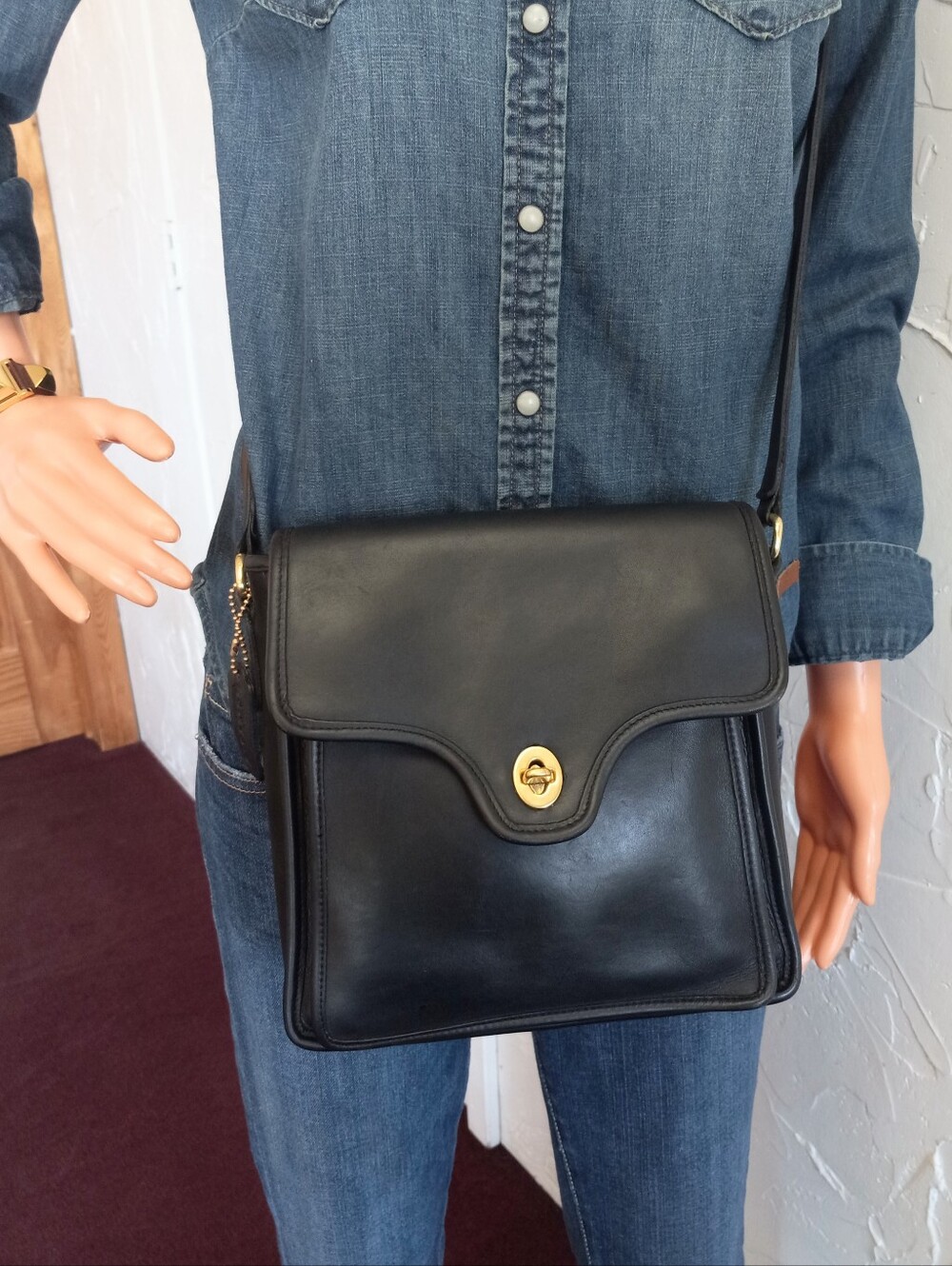 Coach Shelton, Crossbody Bag, Navy Blue, Pre-1994, Made In The Usa